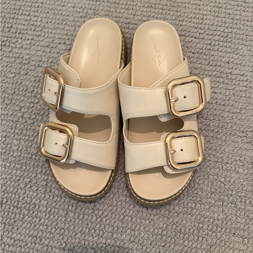 Target Cream Double-Buckle Slide Sandals